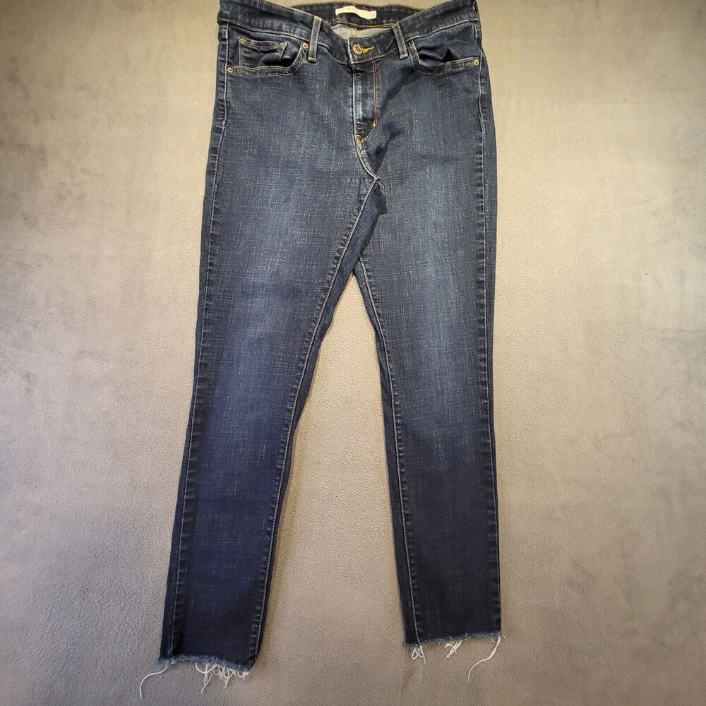 Levis 711 Pants Womens Sz 31 Skinny Jeans Distressed Comfort Stretch Raw Hem